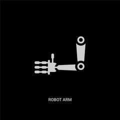 white robot arm vector icon on black background. modern flat robot arm from future technology concept vector sign symbol can be use for web, mobile and logo.