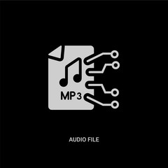white audio file vector icon on black background. modern flat audio file from future technology concept vector sign symbol can be use for web, mobile and logo.