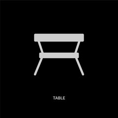 white table vector icon on black background. modern flat table from furniture and household concept vector sign symbol can be use for web, mobile and logo.