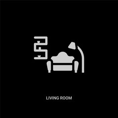 white living room vector icon on black background. modern flat living room from furniture and household concept vector sign symbol can be use for web, mobile and logo.