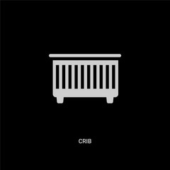 white crib vector icon on black background. modern flat crib from furniture and household concept vector sign symbol can be use for web, mobile and logo.
