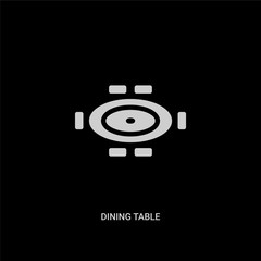 white dining table vector icon on black background. modern flat dining table from furniture and household concept vector sign symbol can be use for web, mobile and logo.