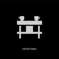white coffee table vector icon on black background. modern flat coffee table from furniture and household concept vector sign symbol can be use for web, mobile and logo.