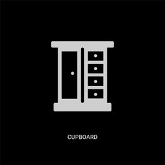 white cupboard vector icon on black background. modern flat cupboard from furniture and household concept vector sign symbol can be use for web, mobile and logo.