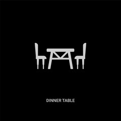 white dinner table vector icon on black background. modern flat dinner table from furniture and household concept vector sign symbol can be use for web, mobile and logo.