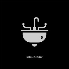 white kitchen sink vector icon on black background. modern flat kitchen sink from furniture concept vector sign symbol can be use for web, mobile and logo.
