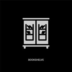 white bookshelve vector icon on black background. modern flat bookshelve from furniture concept vector sign symbol can be use for web, mobile and logo.