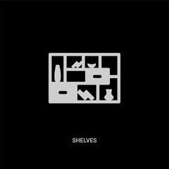 white shelves vector icon on black background. modern flat shelves from furniture concept vector sign symbol can be use for web, mobile and logo.