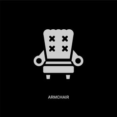 white armchair vector icon on black background. modern flat armchair from furniture concept vector sign symbol can be use for web, mobile and logo.