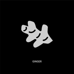 white ginger vector icon on black background. modern flat ginger from fruits and vegetables concept vector sign symbol can be use for web, mobile and logo.