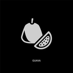 white guava vector icon on black background. modern flat guava from fruits and vegetables concept vector sign symbol can be use for web, mobile and logo.