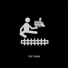 white toy train vector icon on black background. modern flat toy train from free time concept vector sign symbol can be use for web, mobile and logo.