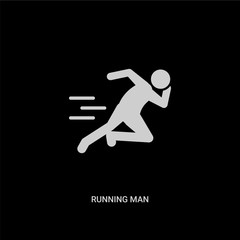 white running man vector icon on black background. modern flat running man from free time concept vector sign symbol can be use for web, mobile and logo.