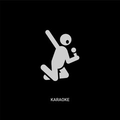 Fototapeta na wymiar white karaoke vector icon on black background. modern flat karaoke from free time concept vector sign symbol can be use for web, mobile and logo.