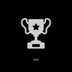 white cup vector icon on black background. modern flat cup from football concept vector sign symbol can be use for web, mobile and logo.