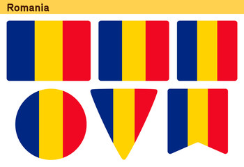 「ルーマニアの国旗」6個の形のアイコンデザイン