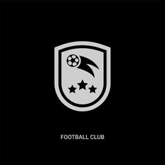 white football club vector icon on black background. modern flat football club from football concept vector sign symbol can be use for web, mobile and logo.