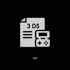 white 3ds vector icon on black background. modern flat 3ds from file type concept vector sign symbol can be use for web, mobile and logo.