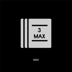white max vector icon on black background. modern flat max from file type concept vector sign symbol can be use for web, mobile and logo.