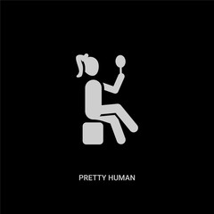 white pretty human vector icon on black background. modern flat pretty human from feelings concept vector sign symbol can be use for web, mobile and logo.