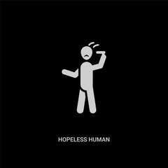 white hopeless human vector icon on black background. modern flat hopeless human from feelings concept vector sign symbol can be use for web, mobile and logo.