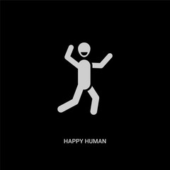 Fototapeta na wymiar white happy human vector icon on black background. modern flat happy human from feelings concept vector sign symbol can be use for web, mobile and logo.