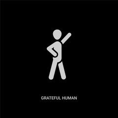 white grateful human vector icon on black background. modern flat grateful human from feelings concept vector sign symbol can be use for web, mobile and logo.