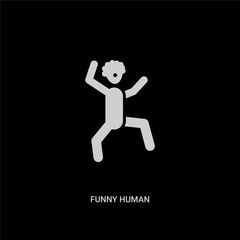 white funny human vector icon on black background. modern flat funny human from feelings concept vector sign symbol can be use for web, mobile and logo.