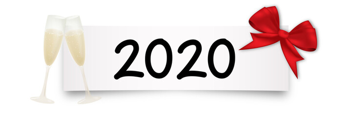 Fototapeta premium Neujahrskarte mit Sektgläser und Schleife