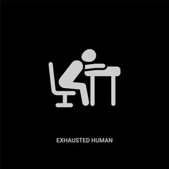 white exhausted human vector icon on black background. modern flat exhausted human from feelings concept vector sign symbol can be use for web, mobile and logo.