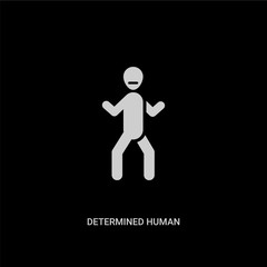 white determined human vector icon on black background. modern flat determined human from feelings concept vector sign symbol can be use for web, mobile and logo.
