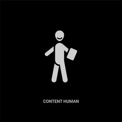 white content human vector icon on black background. modern flat content human from feelings concept vector sign symbol can be use for web, mobile and logo.