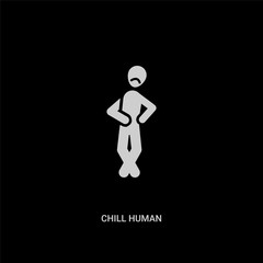 white chill human vector icon on black background. modern flat chill human from feelings concept vector sign symbol can be use for web, mobile and logo.