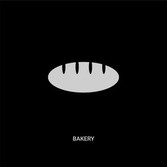 white bakery vector icon on black background. modern flat bakery from fastfood concept vector sign symbol can be use for web, mobile and logo.