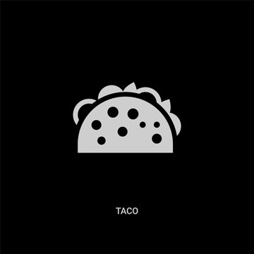 white taco vector icon on black background. modern flat taco from fastfood concept vector sign symbol can be use for web, mobile and logo.