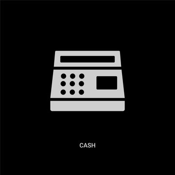 white cash vector icon on black background. modern flat cash from fastfood concept vector sign symbol can be use for web, mobile and logo.
