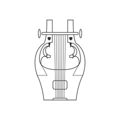 Cithara flat black and white icon. Isolated Vector String ill.