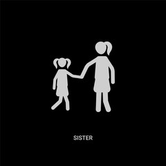 white sister vector icon on black background. modern flat sister from family relations concept vector sign symbol can be use for web, mobile and logo.