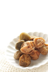 Japanese food, pickled plum on dish