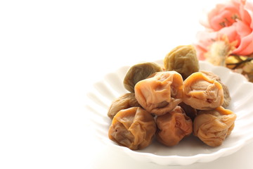 Japanese food, pickled plum on dish