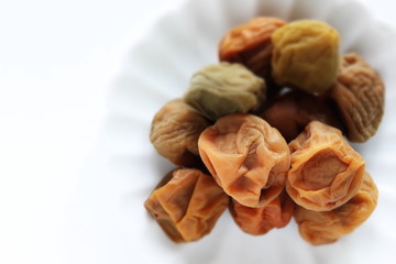 Japanese food, pickled plum on dish