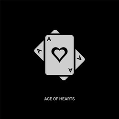 white ace of hearts vector icon on black background. modern flat ace of hearts from entertainment and arcade concept vector sign symbol can be use for web, mobile and logo.