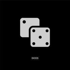 white dices vector icon on black background. modern flat dices from entertainment and arcade concept vector sign symbol can be use for web, mobile and logo.