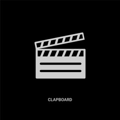 white clapboard vector icon on black background. modern flat clapboard from entertainment and arcade concept vector sign symbol can be use for web, mobile and logo.