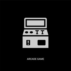 Fototapeta na wymiar white arcade game vector icon on black background. modern flat arcade game from entertainment and arcade concept vector sign symbol can be use for web, mobile and logo.