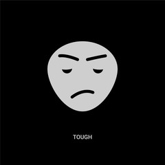 white tough vector icon on black background. modern flat tough from emotions concept vector sign symbol can be use for web, mobile and logo.