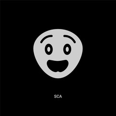 white sca vector icon on black background. modern flat sca from emotions concept vector sign symbol can be use for web, mobile and logo.