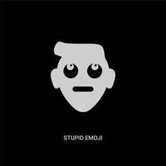 white stupid emoji vector icon on black background. modern flat stupid emoji from emoji concept vector sign symbol can be use for web, mobile and logo.