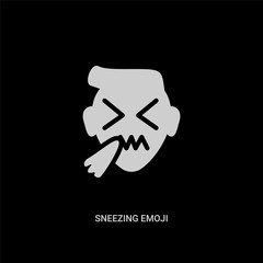 white sneezing emoji vector icon on black background. modern flat sneezing emoji from emoji concept vector sign symbol can be use for web, mobile and logo.