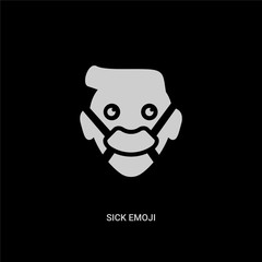white sick emoji vector icon on black background. modern flat sick emoji from emoji concept vector sign symbol can be use for web, mobile and logo.